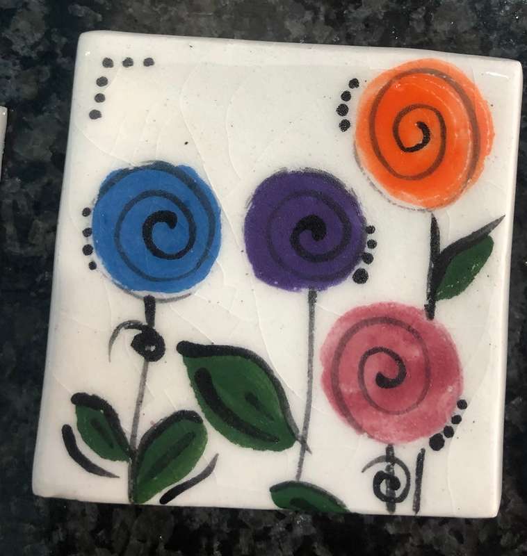Handmade "Flowers" Mosaic  Tile Insert