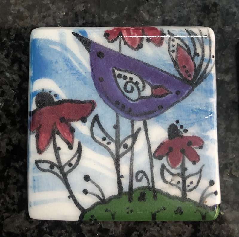 Handmade "Birdie" Mosaic  Tile Insert