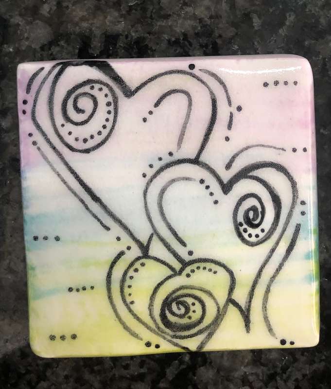 Handmade "Hearts" Mosaic  Tile Insert