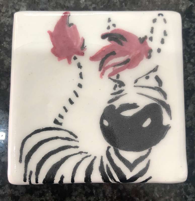 Handmade "Funky Zebra" Mosaic  Tile Insert