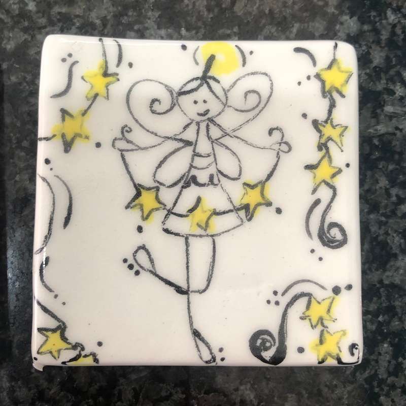 Handmade "Yellow Fairy" Mosaic  Tile Insert