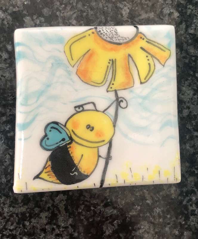 Handmade "Bee" Mosaic  Tile Insert