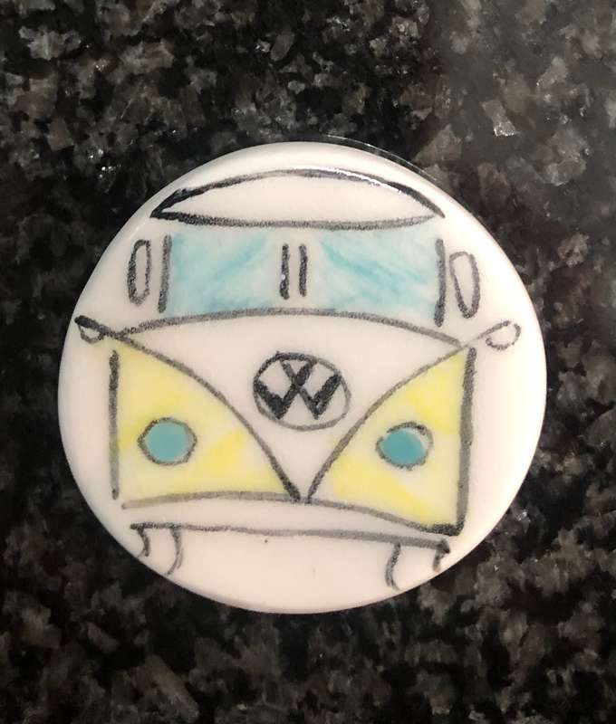 Handmade "Combi  Car"  Circular Mosaic  Tile Insert