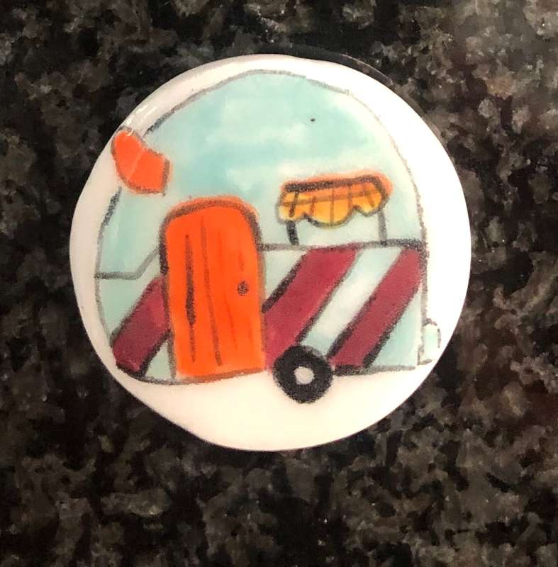 Handmade "Caravan Trailer"  Circular Mosaic  Tile Insert