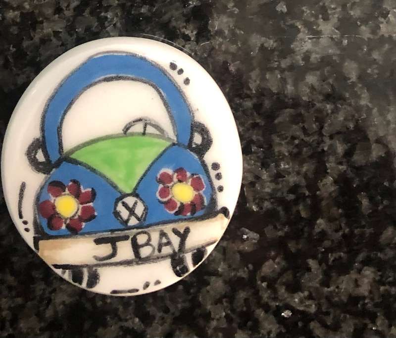 Handmade "Beetle Car"  Circular Mosaic  Tile Insert
