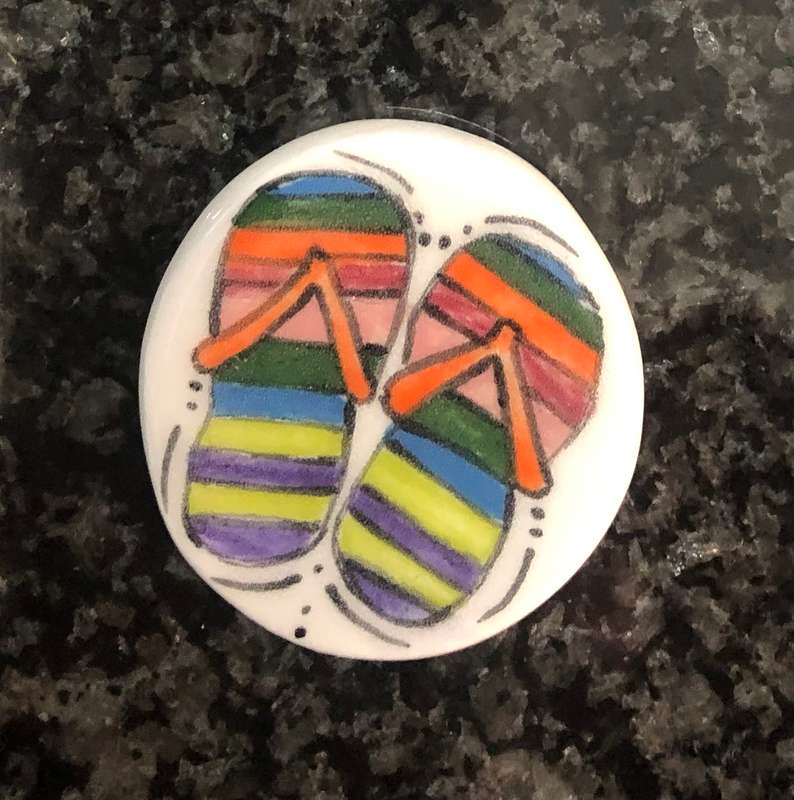 Handmade "Flip Flop"  Circular Mosaic  Tile Insert