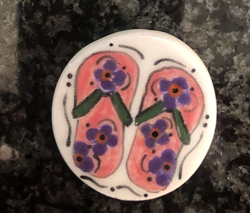 Handmade "Flip Flop"  Circular Mosaic  Tile Insert