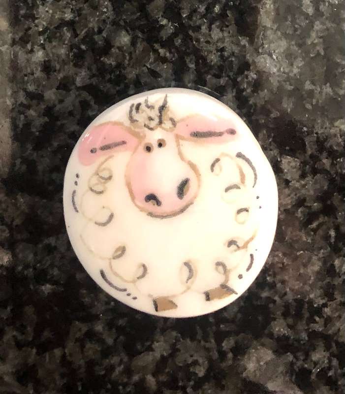 Handmade "Little Sheep"  Circular Mosaic  Tile Insert
