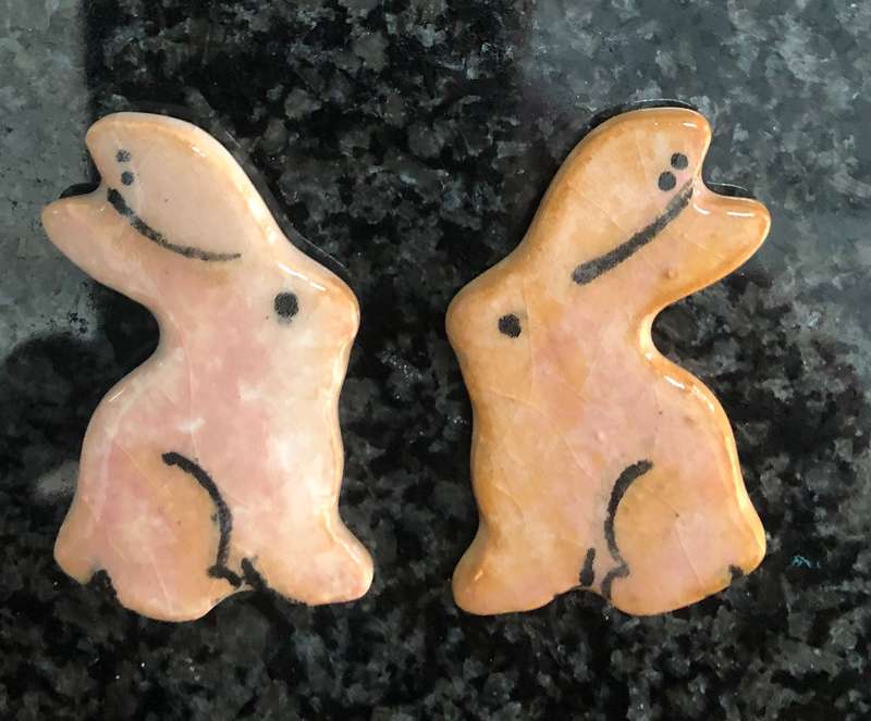 Handmade "Bunny Buddies" Mosaic Inserts - Set of 2 Bunnies