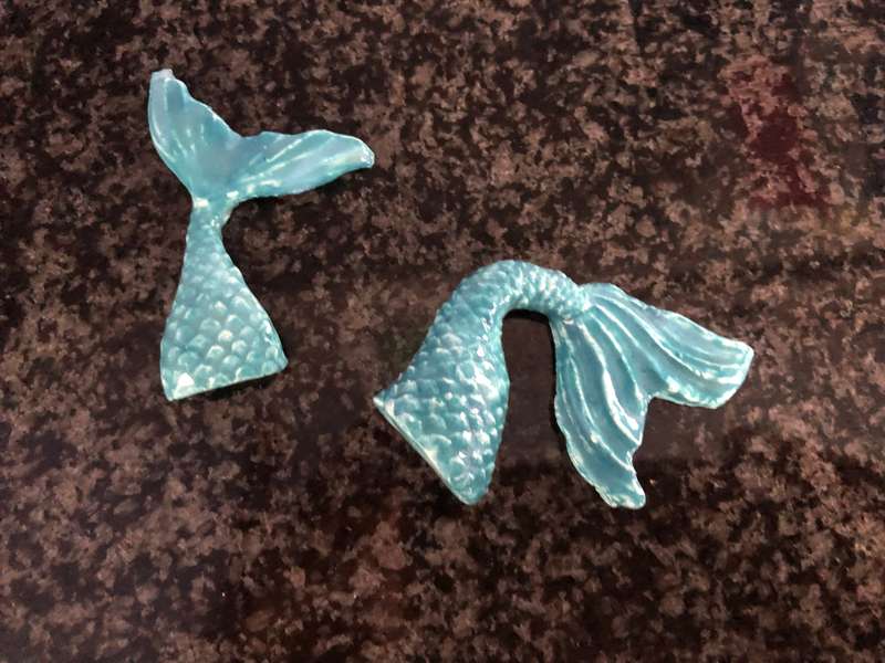 Handmade "Mermaid Tails" Mosaic  Tile Insert Set of 2
