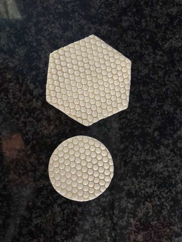 Handmade " Honey comb " Mosaic Tile Inserts Set 0f 2 tiles