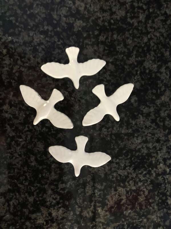 Handmade "Tiny Doves" Mosaic  Tile Insert Set of 4