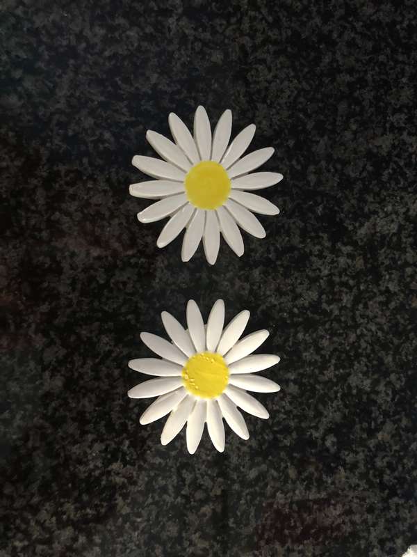 Handmade " Daisy Flower" Mosaic Tile Inserts Set 0f 2 tiles