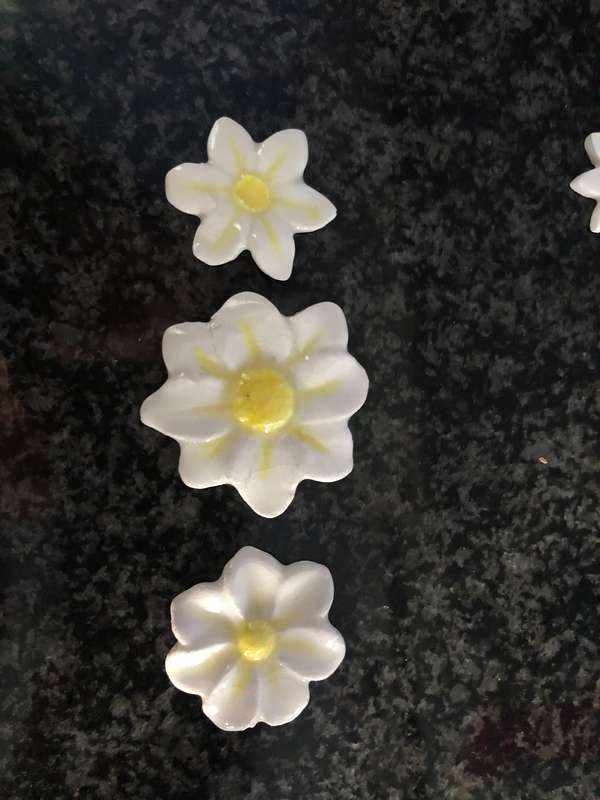 Handmade " White Flowers" Mosaic Tile Inserts Set 0f 3 tiles