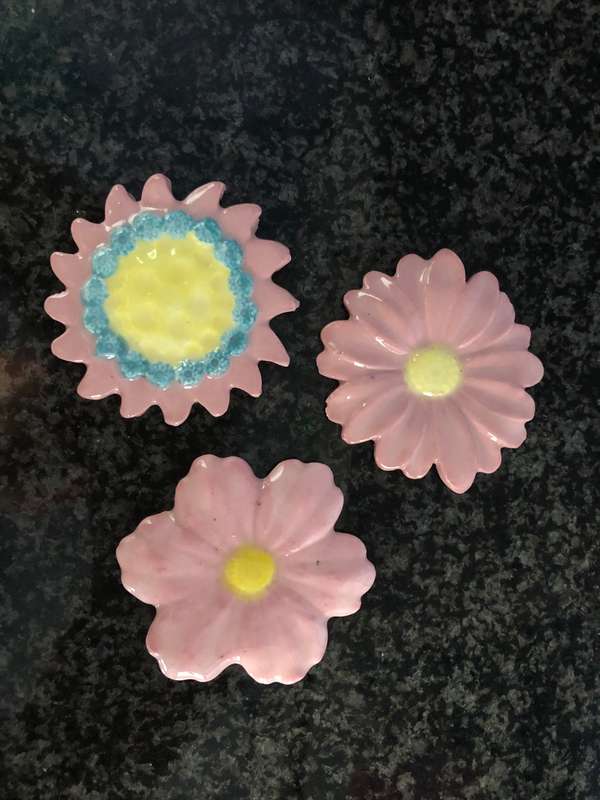 3 x Handmade "Flowers" Mosaic  Tile Inserts