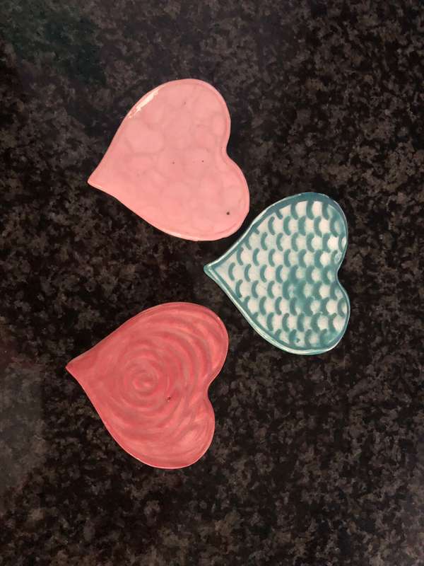 Handmade "Hearts" Mosaic Inserts Set of 3 Heart Shaped Tiles