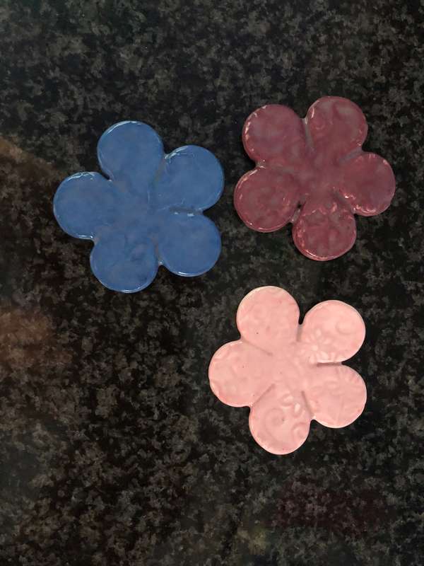 3 x Handmade "Flowers" Mosaic  Tile Inserts