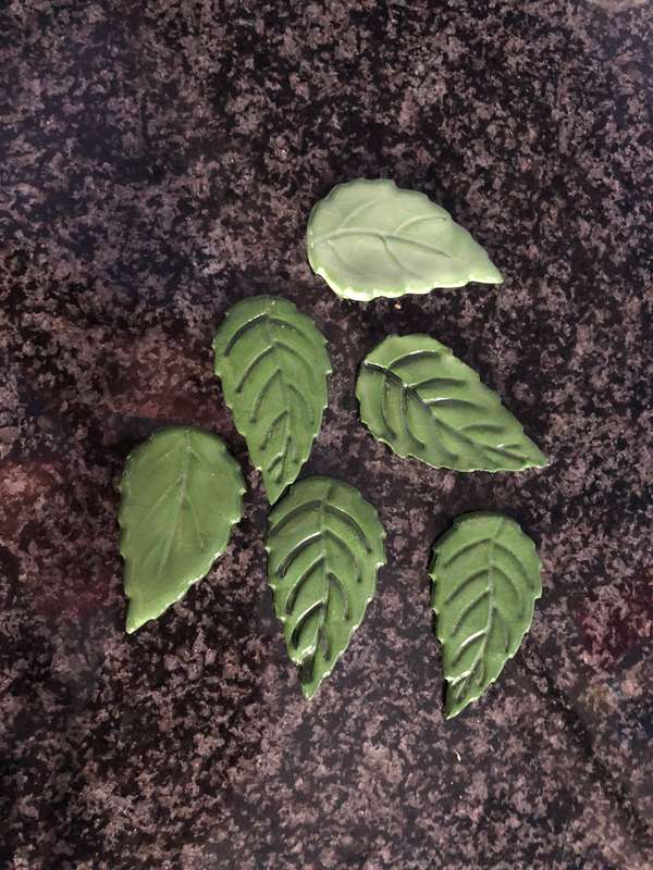 6 x Handmade "Large Leaves" Mosaic  Tile Inserts