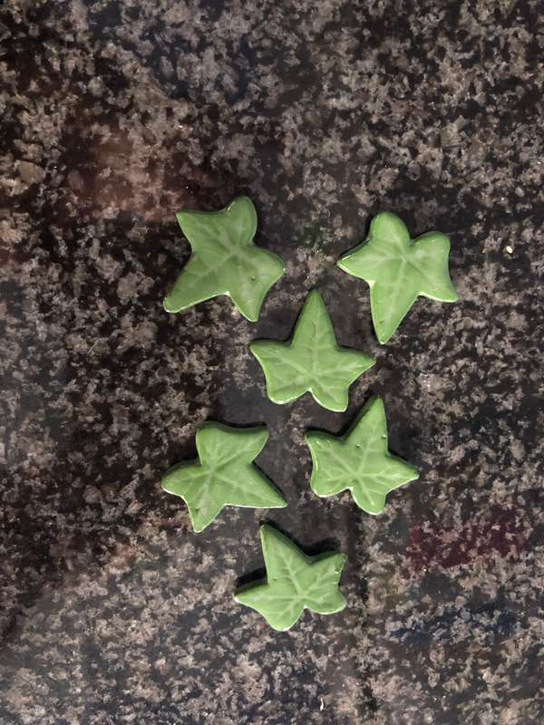 8x Handmade "Ivy Leaves" Mosaic  Tile Inserts