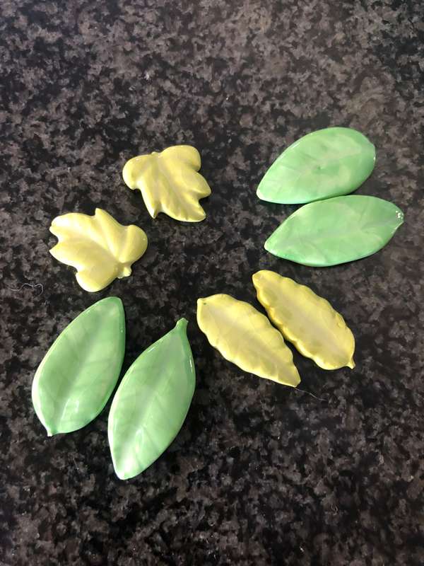 8 x Handmade "Flower Leaves" Mosaic  Tile Inserts