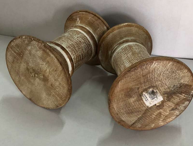 2 x Wooden candle holders