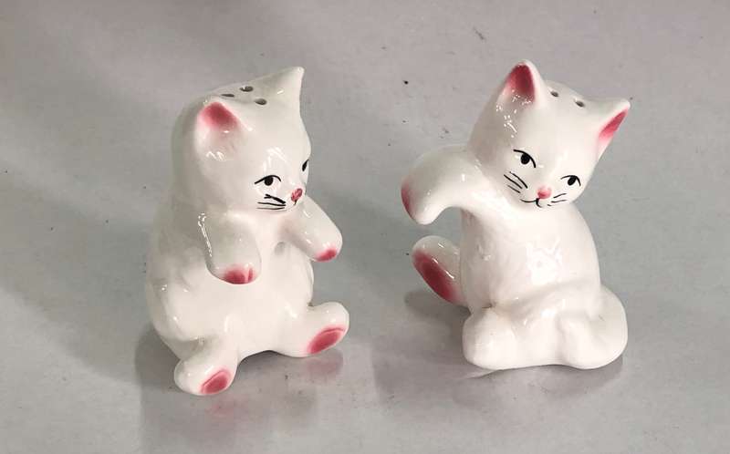 Beautiful Set of Cat Salt and Pepper Shakers - Rim Huggers