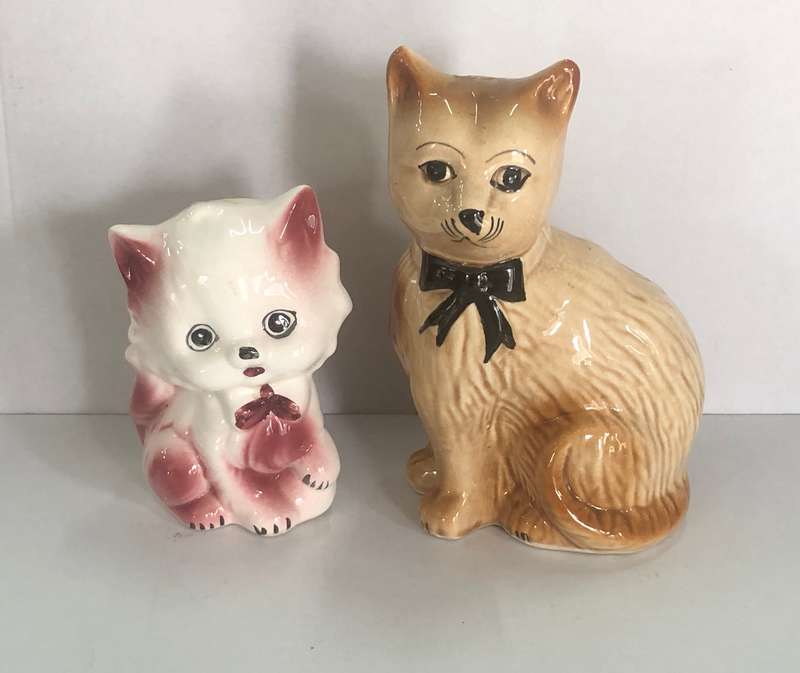 2 Beautiful  Ceramic Cat Ornaments