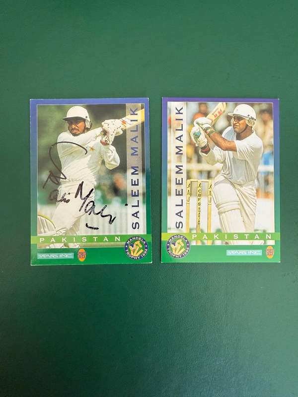 Cricket Card - *SIGNED* 2 * Saleem Mailik (Plus Alternate) 1994 Sports Deck Cricket Card