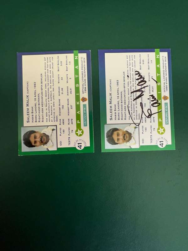 Cricket Card - *SIGNED* 2 * Saleem Mailik (Plus Alternate) 1994 Sports Deck Cricket Card