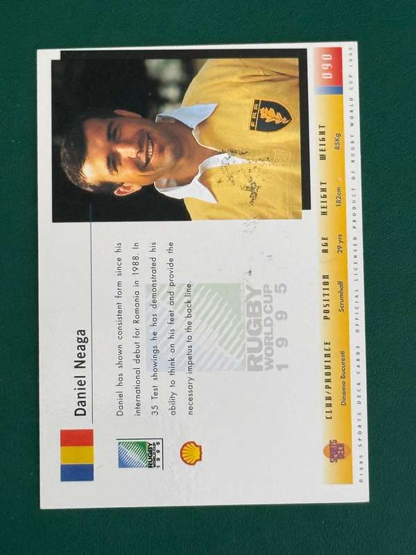 Rugby Card - *SIGNED* Romania Daniel Neaga Sports Deck Rugby Card