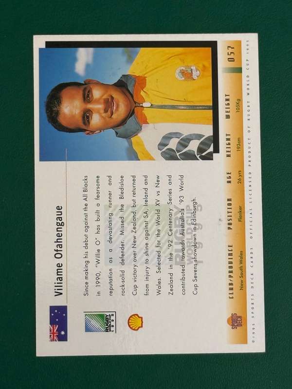 Rugby Card - *SIGNED* Australia Willie Ofahengaue Sports Deck Rugby Card