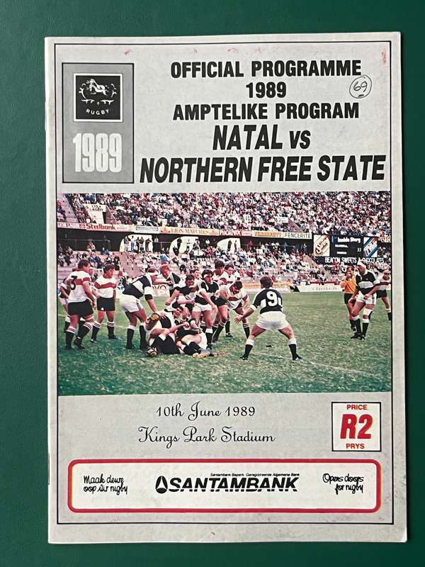 Rugby Programme - Natal vs Northern Free State 10/06/1989