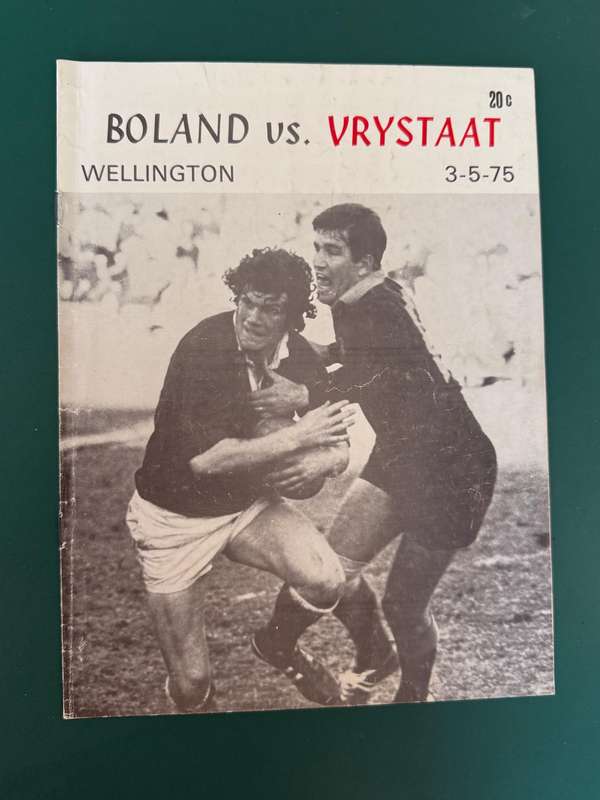 Rugby Programme - Boland vs Free State 03/05/1975