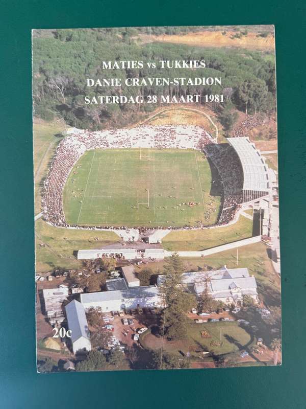 Rugby Programme - Maties vs Tukkies 28/03/1981