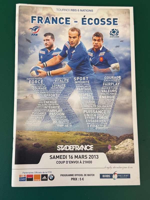 Rugby Programme - France vs Scotland 16/03/2013
