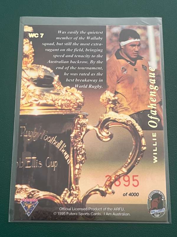 Rugby Card - Willie Ofahengaue 1995 Futera World Cup XV Limited Edition Insert Card