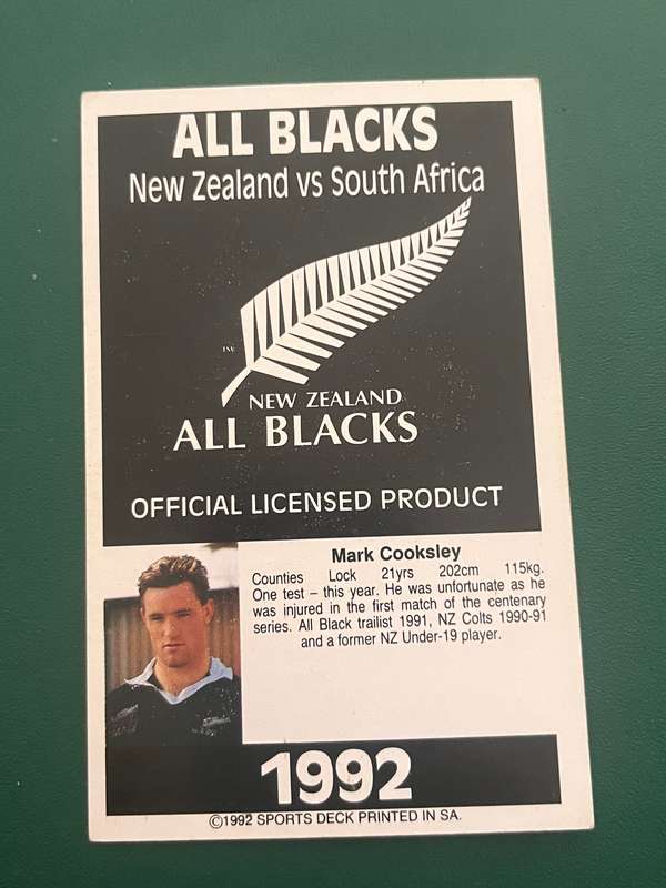 Rugby Card - Mark Cooksley 1992 Sports Deck Rugby Card