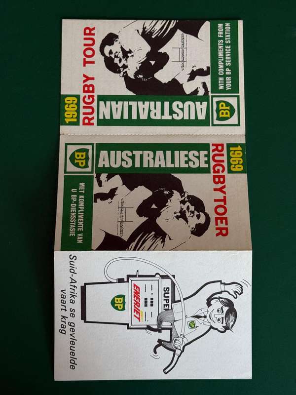 Rugby Itinerary - 1969 Australia Rugby Tour issued by BP