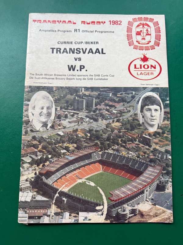 Rugby Programme - Transvaal vs Western-Province 31/07/1981