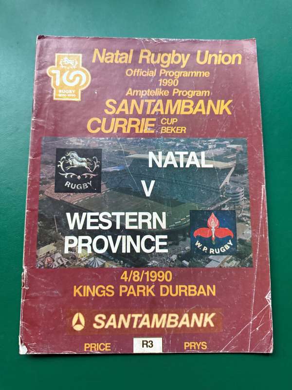Rugby Programme - Natal vs Western-Province 04/08/1990
