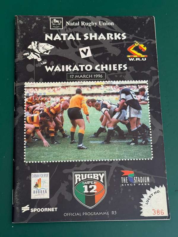 Rugby Programme - Natal Sharks vs Waikato Chiefs 17/03/1996