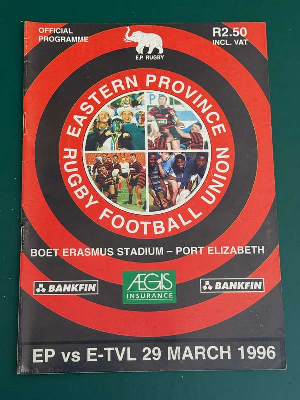 Rugby Programme - Eastern-Province vs Eastern-Transvaal 29/03/1996