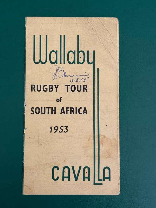Rugby Itinerary - Wallaby Rugby Tour of South-Africa 1953 issued by Cavalla