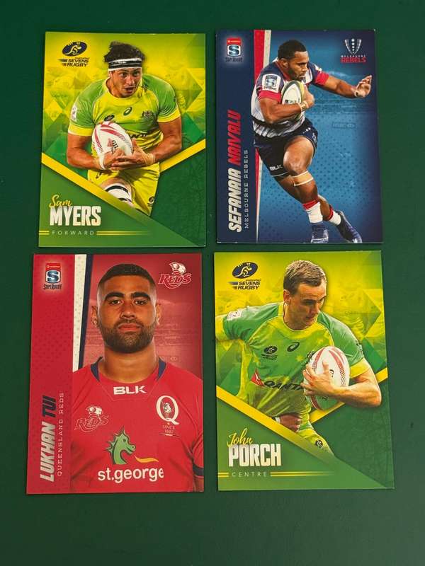 Rugby Cards - 4 (Four) * 2016 Tap and Play Australia/Super Rugby/Sevens Rugby Cards