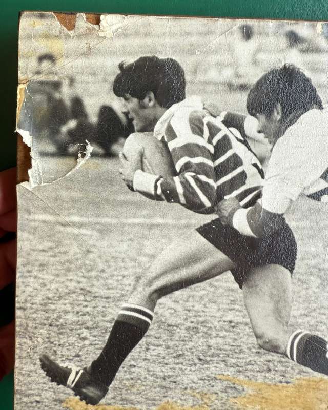 Blocked old rugby photo - Gert Schutte tackling Joggie Viljoen