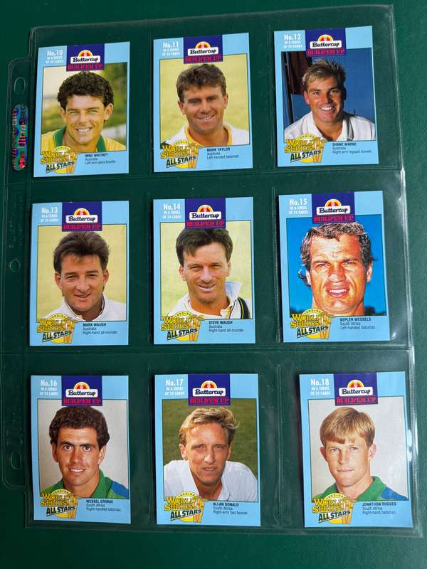 Cricket Cards - 24 * 1993-1994 World Series Buttercup Cricket Cards (includes SA Players)