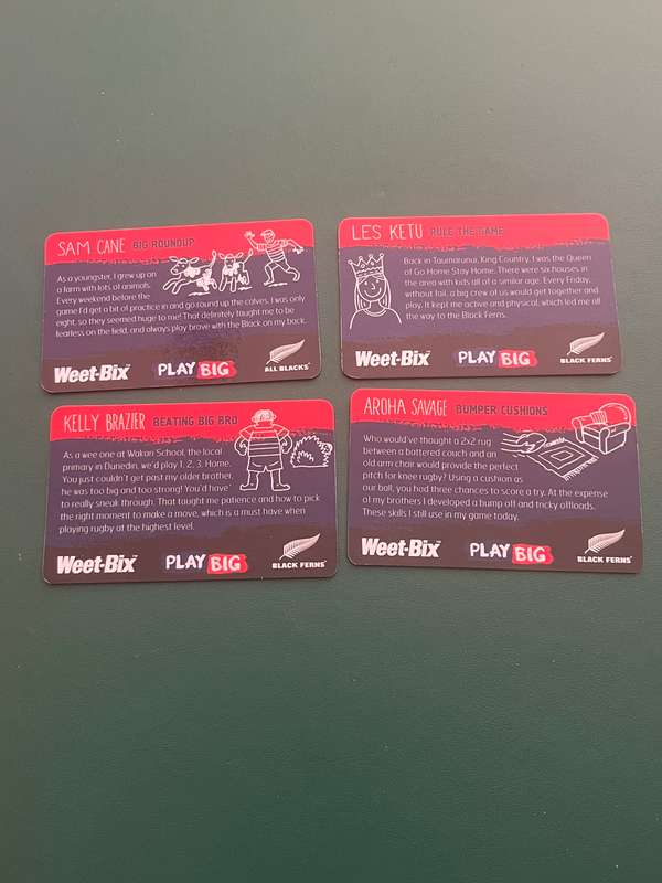 Rugby Card - 4 * 2018 Weet Bix All Blacks Rugby Cards