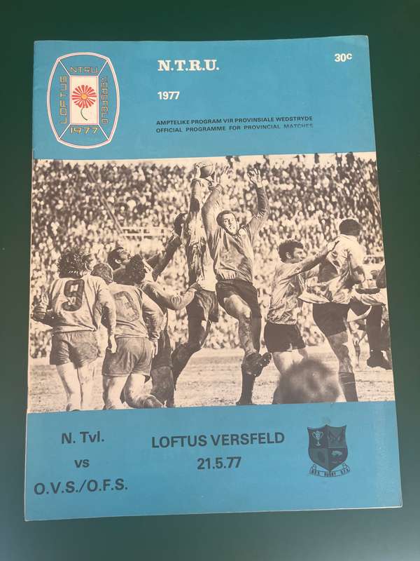 Rugby Programme - Northern-Transvaal vs Free State 21/05/1977