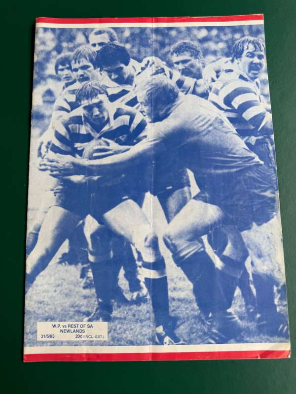 Rugby Programme - Western Province vs Rest of South-Africa 31/05/1983