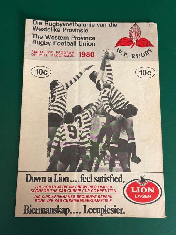 Rugby Programme - Western-Province vs France 01/11/1980